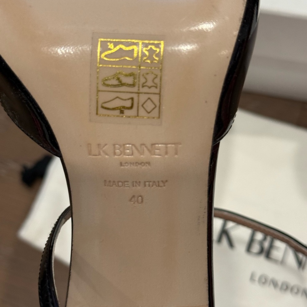 LK Bennett Adaline Black Cross-Strap Block 4” Heel Pumps 40 - Picture 7 of 9